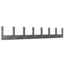 vidaXL Cesta de gaviones forma de U 8 postes de hierro 860x20x150 cm