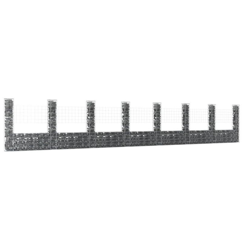 vidaXL Cesta de gaviones forma de U 8 postes de hierro 860x20x150 cm vidaXL Cesta de gaviones forma de U 8 postes de hierro 860x20x150 cm