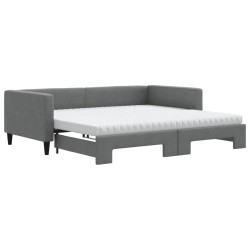vidaXL Sofá cama nido con colchón tela gris oscuro 100x200 cm