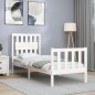 vidaXL Estructura de cama individual con cabecero madera maciza blanco vidaXL Estructura de cama individual con cabecero madera maciza blanco