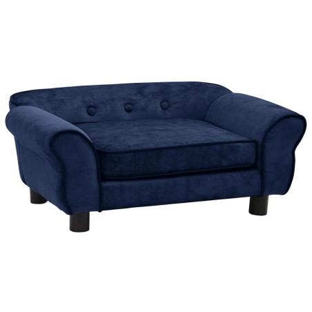 vidaXL Sofá para perros felpa azul 72x45x30 cm
