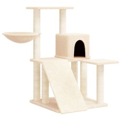 vidaXL Rascador para gatos con postes de sisal color crema 82 cm