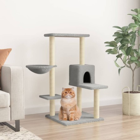 vidaXL Rascador para gatos con postes de sisal gris claro 95 cm