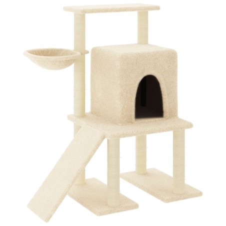 vidaXL Rascador para gatos con postes de sisal color crema 96,5 cm