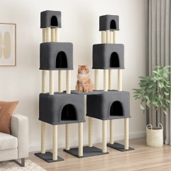 vidaXL Rascador para gatos con postes de sisal gris oscuro 199 cm