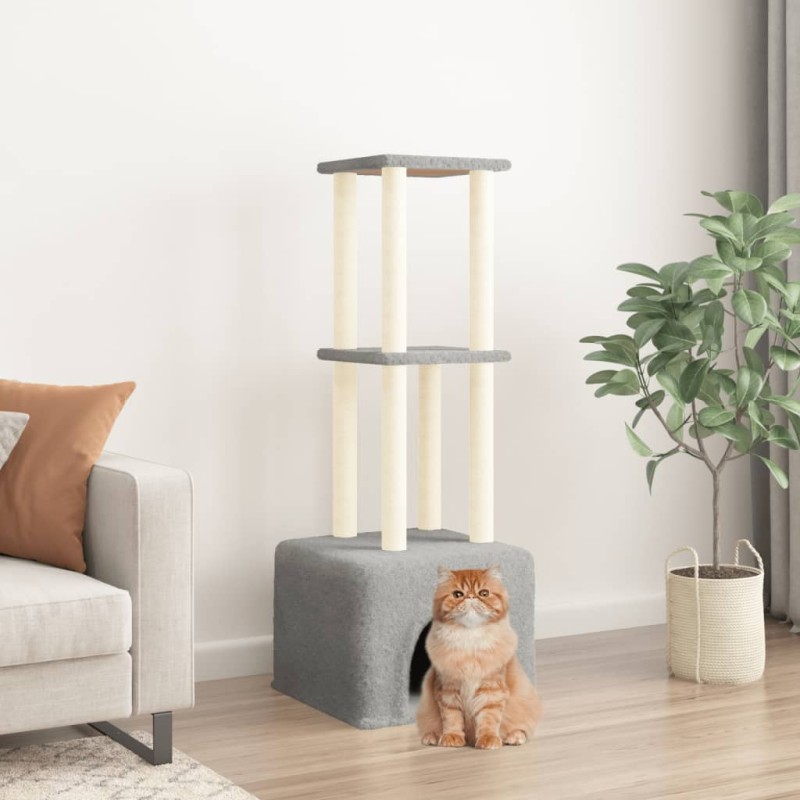 vidaXL Rascador para gatos con postes de sisal gris claro 133,5 cm vidaXL Rascador para gatos con postes de sisal gris claro 133,5 cm