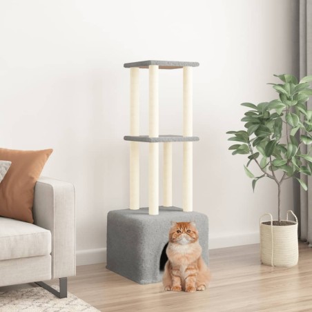 vidaXL Rascador para gatos con postes de sisal gris claro 133,5 cm