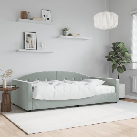 vidaXL Sofá cama con colchón terciopelo gris claro 100x200 cm