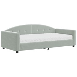 vidaXL Sofá cama con colchón terciopelo gris claro 100x200 cm