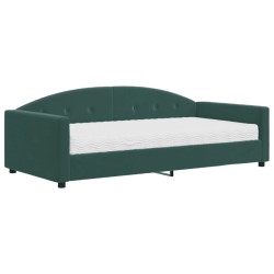 vidaXL Sofá cama con colchón terciopelo verde oscuro 100x200 cm