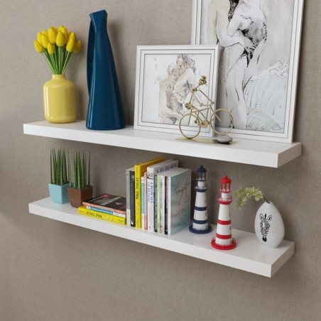 vidaXL Estantes flotantes de pared 2 uds MDF blanco para libros/DVD 