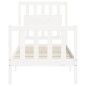 vidaXL Estructura de cama individual con cabecero madera maciza blanco vidaXL Estructura de cama individual con cabecero madera maciza blanco