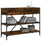 vidaXL Mesa consola cajones estantes madera ingeniería roble ahumado vidaXL Mesa consola cajones estantes madera ingeniería roble ahumado