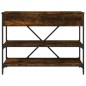 vidaXL Mesa consola cajones estantes madera ingeniería roble ahumado vidaXL Mesa consola cajones estantes madera ingeniería roble ahumado