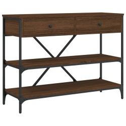vidaXL Mesa consola cajones estantes madera de ingeniería roble marrón