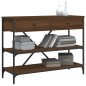 vidaXL Mesa consola cajones estantes madera de ingeniería roble marrón vidaXL Mesa consola cajones estantes madera de ingeniería roble marrón