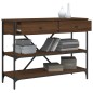 vidaXL Mesa consola cajones estantes madera de ingeniería roble marrón vidaXL Mesa consola cajones estantes madera de ingeniería roble marrón