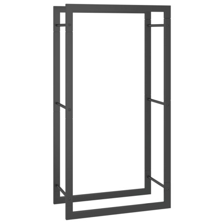 vidaXL Leñero de acero negro mate 50x28x94 cm