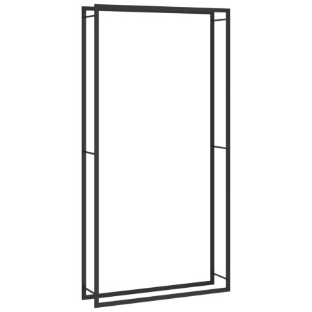 vidaXL Leñero de acero negro mate 110x28x214 cm