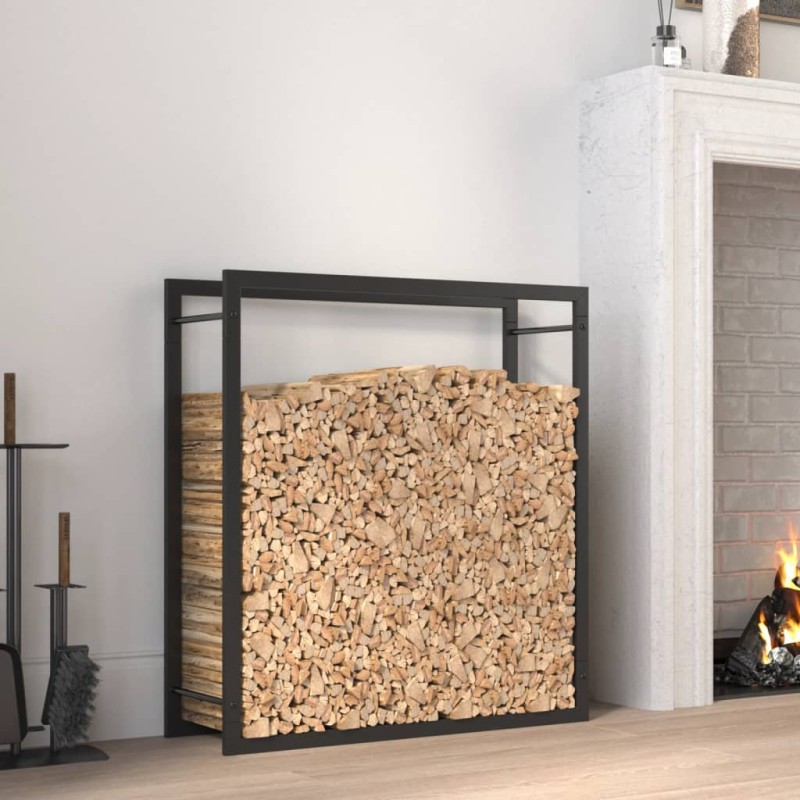 vidaXL Leñero de acero negro mate 80x28x86 cm vidaXL Leñero de acero negro mate 80x28x86 cm