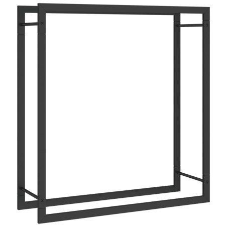 vidaXL Leñero de acero negro mate 80x28x86 cm