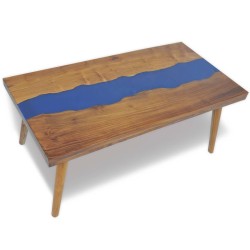 vidaXL Mesa de centro teca y resina 100x50x40 cm