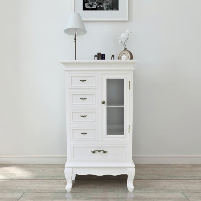 vidaXL Mueble de 5 cajones y 2 estantes blanco vidaXL Mueble de 5 cajones y 2 estantes blanco