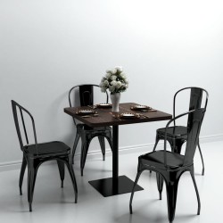 vidaXL Mesa bar bistró MDF y acero cuadrada fresno oscuro 80x80x75 cm  