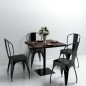 vidaXL Mesa bar bistró MDF y acero cuadrada fresno oscuro 80x80x75 cm  
