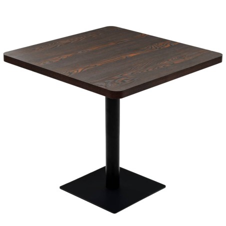 vidaXL Mesa bar bistró MDF y acero cuadrada fresno oscuro 80x80x75 cm  