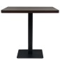 vidaXL Mesa bar bistró MDF y acero cuadrada fresno oscuro 80x80x75 cm  