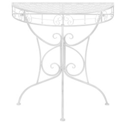 vidaXL Mesa auxiliar vintage metal semicircular 72x36x74 cm plateada