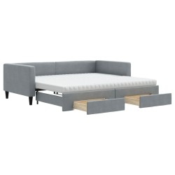 vidaXL Sofá cama nido con cajones tela gris claro 100x200 cm