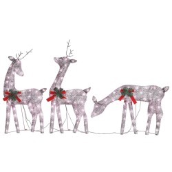vidaXL Familia renos de Navidad malla dorada blanco cálido 270x7x90 cm