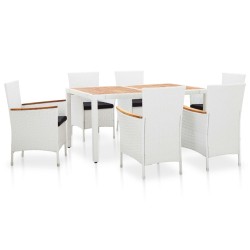 vidaXL Juego de comedor de jardín 7 piezas ratán sintético blanco