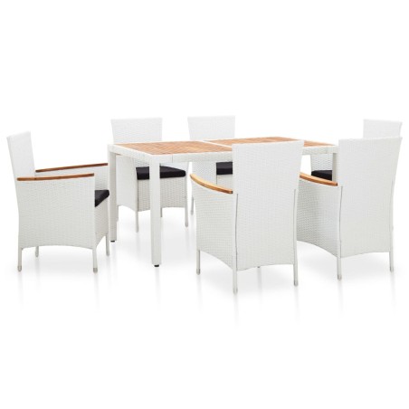 vidaXL Juego de comedor de jardín 7 piezas ratán sintético blanco