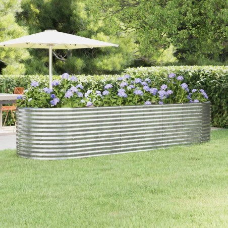vidaXL Jardinera arriate acero recubrimiento polvo plata 322x100x68 cm