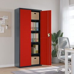 vidaXL Armario archivador de acero gris antracita y rojo 90x40x200 cm