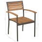 vidaXL Set de comedor de jardín 9 pzas madera maciza de acacia y acero vidaXL Set de comedor de jardín 9 pzas madera maciza de acacia y acero