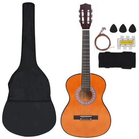 vidaXL Set de guitarra clásica para niños principiantes 8 pzas 3/4 36"    