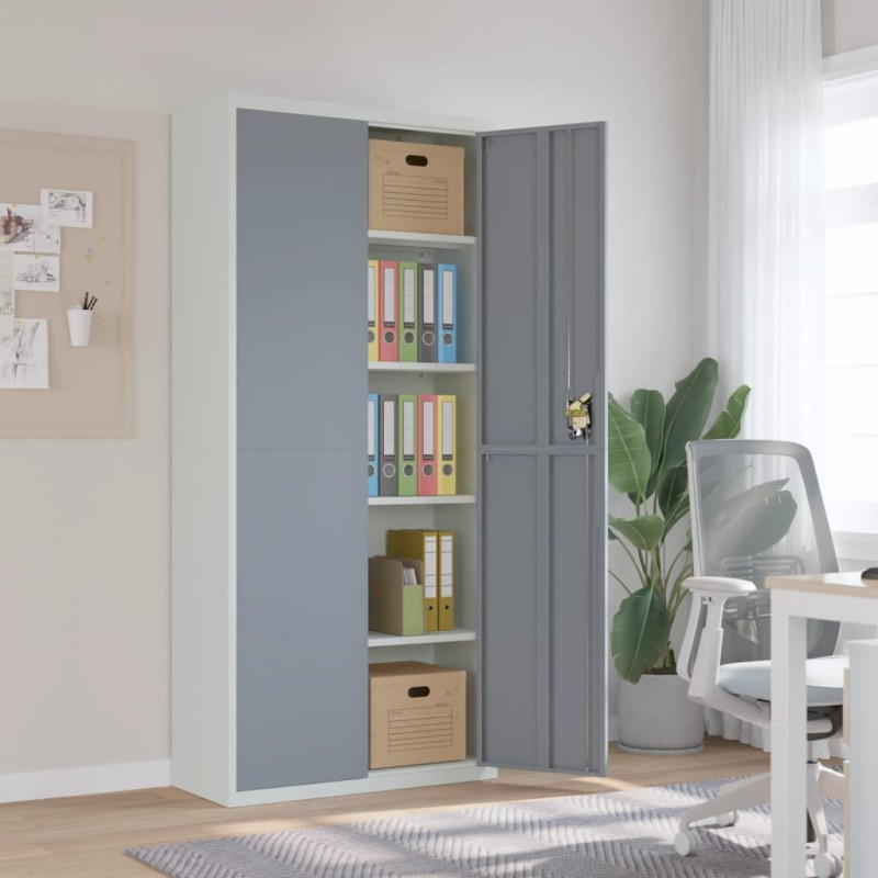 vidaXL Armario archivador acero gris claro y gris oscuro 90x40x200 cm