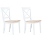 vidaXL Sillas comedor 2 uds madera maciza caucho blanco y madera claro vidaXL Sillas comedor 2 uds madera maciza caucho blanco y madera claro