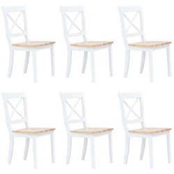 vidaXL Sillas de comedor 6 uds madera maciza de caucho blanco y madera