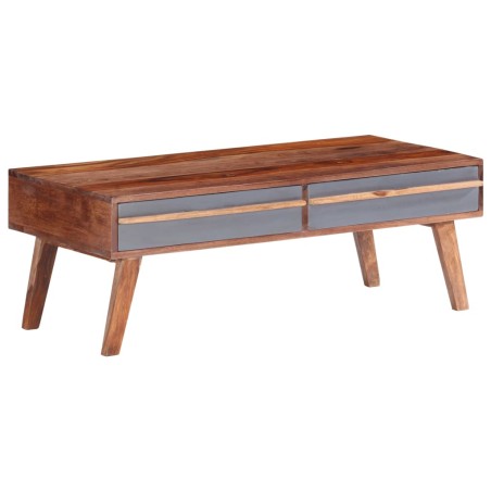 vidaXL Mesa de centro madera maciza de Sheesham gris 110x50x40 cm