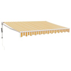 vidaXL Toldo retráctil automático amarillo y blanco 3,5x2,5 m