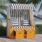 vidaXL Silla Strandkorb con cojines ratán sintético madera blanco azul