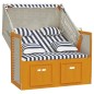 vidaXL Silla Strandkorb con cojines ratán sintético madera blanco azul