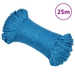 vidaXL Cuerda de trabajo polipropileno azul 6 mm 25 m