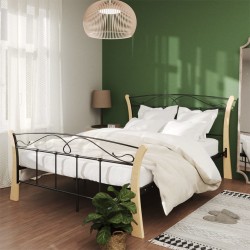 vidaXL Estructura de cama de metal negra 140x200 cm