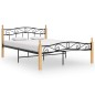 vidaXL Estructura de cama madera maciza roble metal negro 160x200 cm